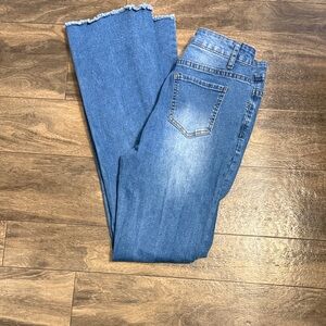 SHEIN Blue Denim Flare Wide-Leg Jeans